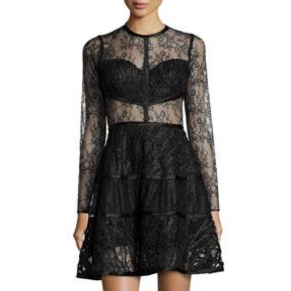 Alexis A-line black lace dress